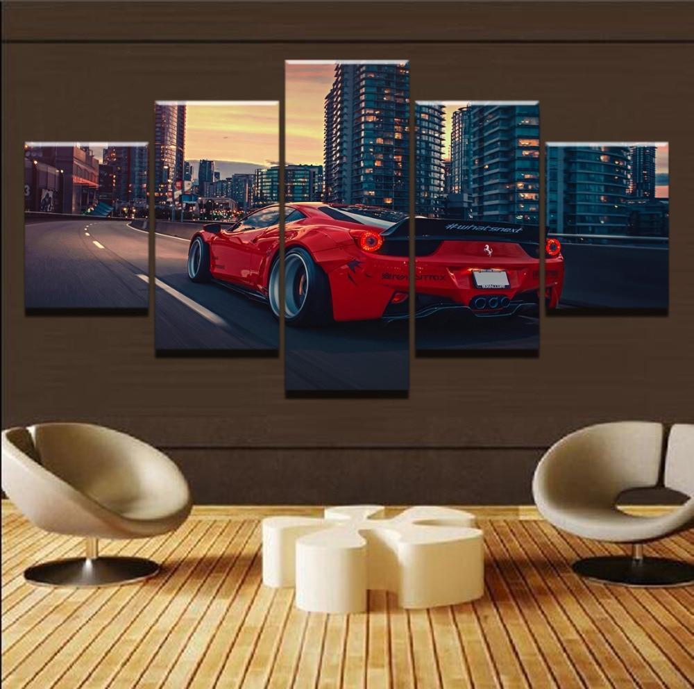 Ferrari Red Sport Car 1 Car Canvas Wall Art