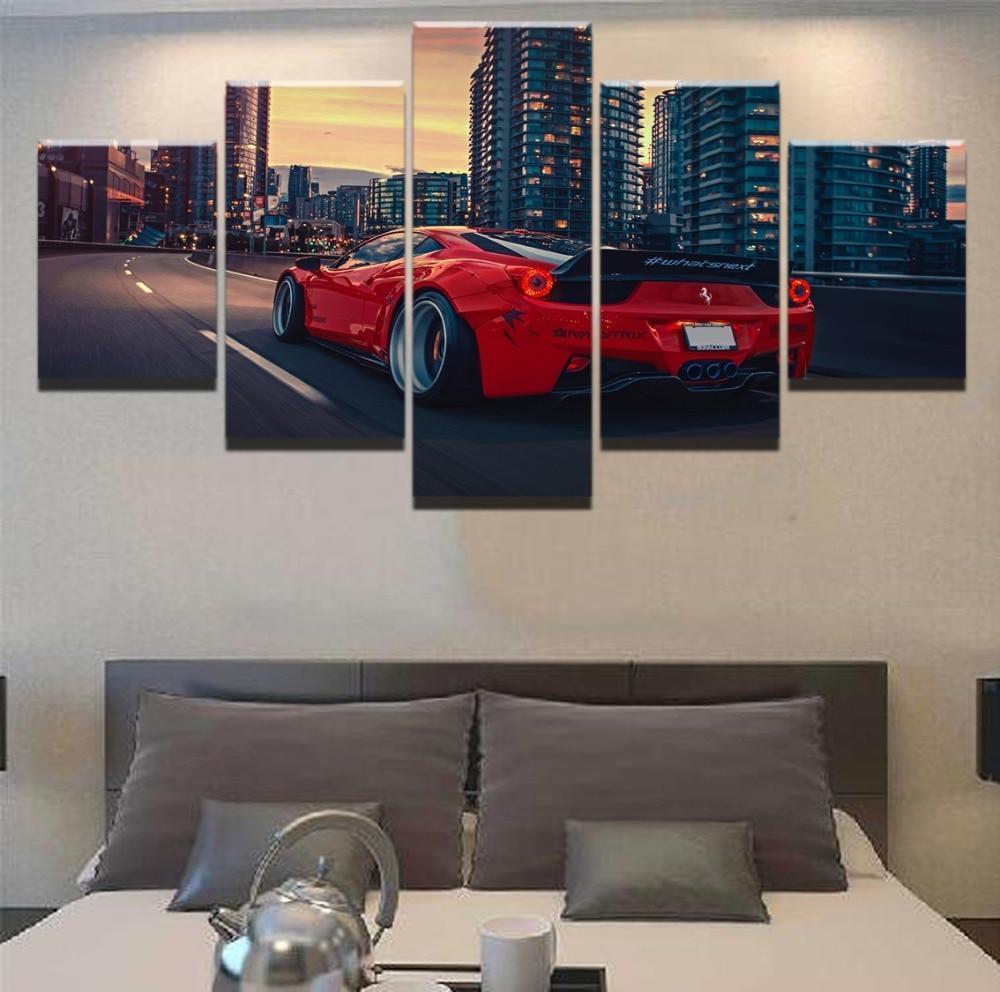 Ferrari Red Sport Car 1 Car Canvas Wall Art