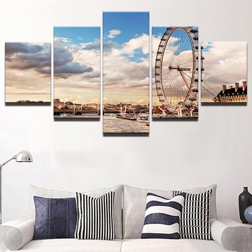 Ferris Wheel City Nature Canvas Wall Art