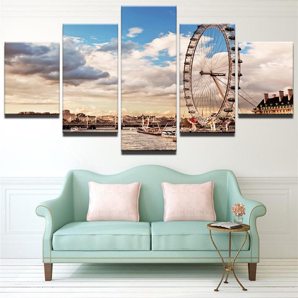 Ferris Wheel City Nature Canvas Wall Art
