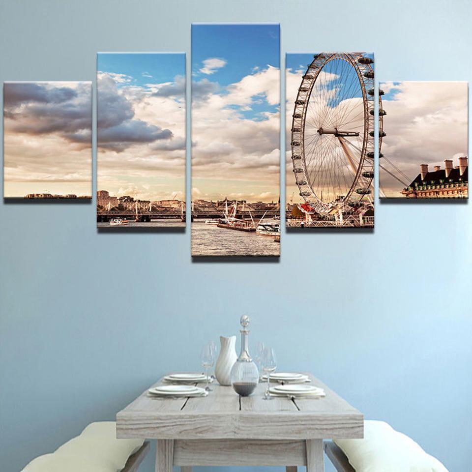 Ferris Wheel City Nature Canvas Wall Art