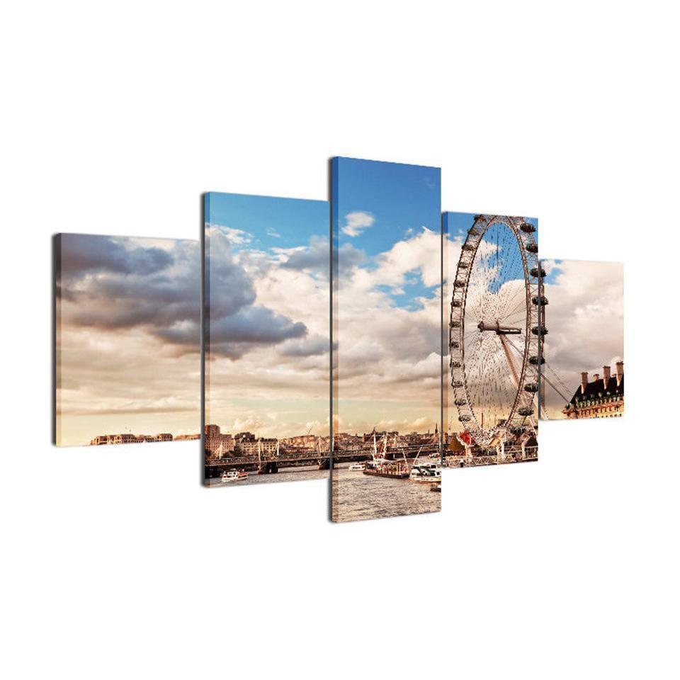 Ferris Wheel City Nature Canvas Wall Art