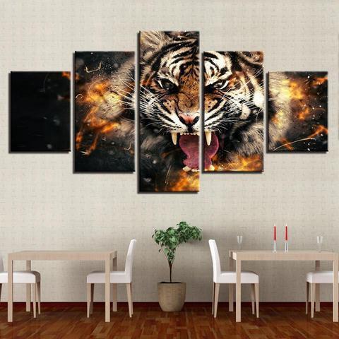 Fierce Tiger Animal Canvas Wall Art