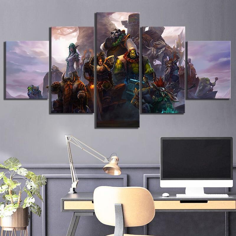 Fighters Against Garrosh World of Warcraft Gaming Canvas Wall Art