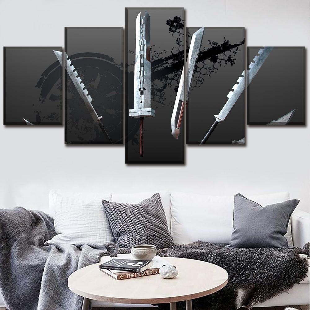 Final Fantasy VII Swords Gaming Canvas Wall Art