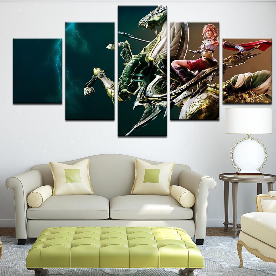 Final Fantasy XIII Lightning Poster 3 Gaming Canvas Wall Art