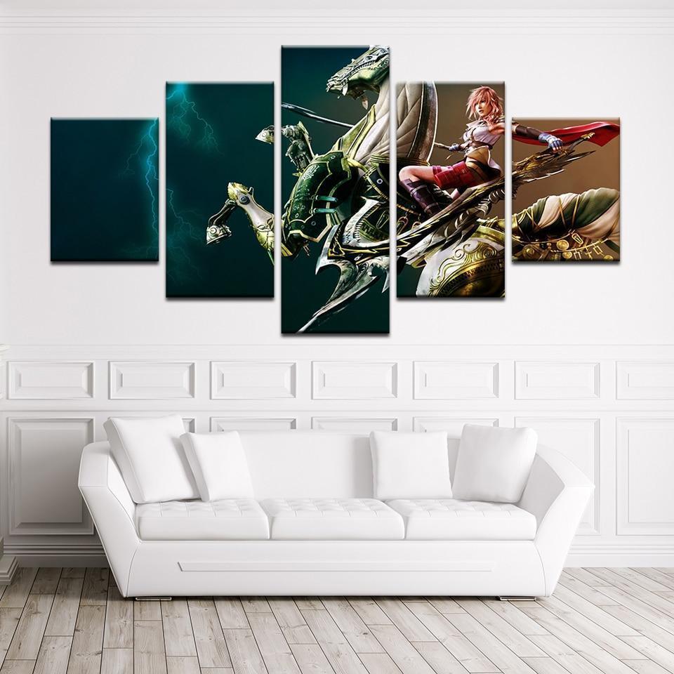 Final Fantasy XIII Lightning Poster 3 Gaming Canvas Wall Art