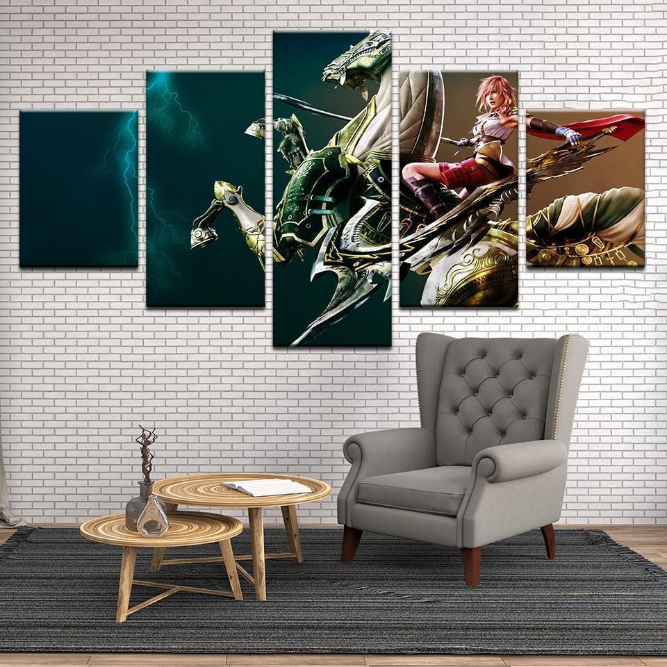 Final Fantasy XIII Lightning Poster 3 Gaming Canvas Wall Art