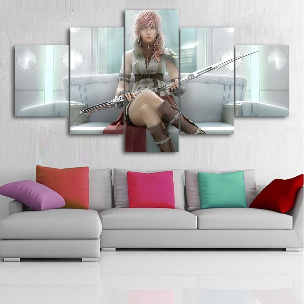 Final Fantasy XIII Lightning Poster 5 Gaming Canvas Wall Art