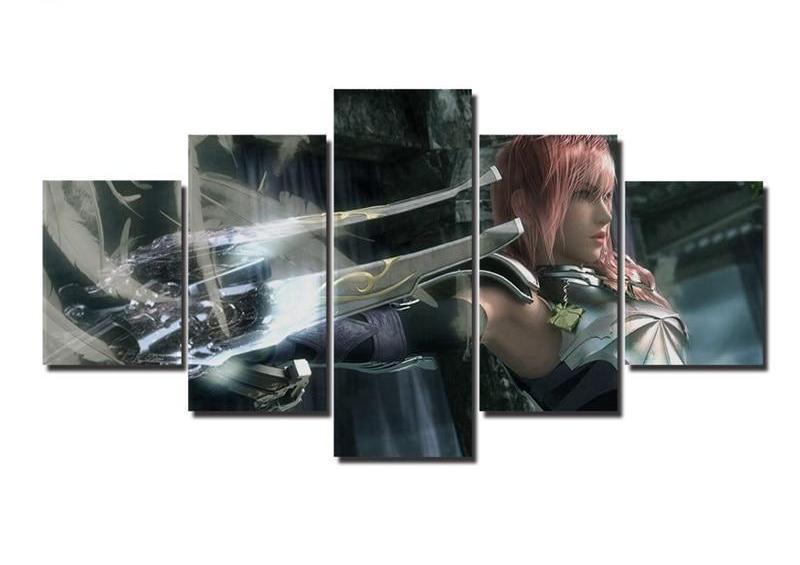 Final Fantasy XIII Lightning Poster 6 Gaming Canvas Wall Art