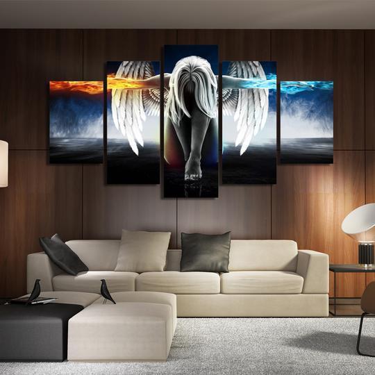 Fire And Ice Angel Cartoon Canvas Wall Art