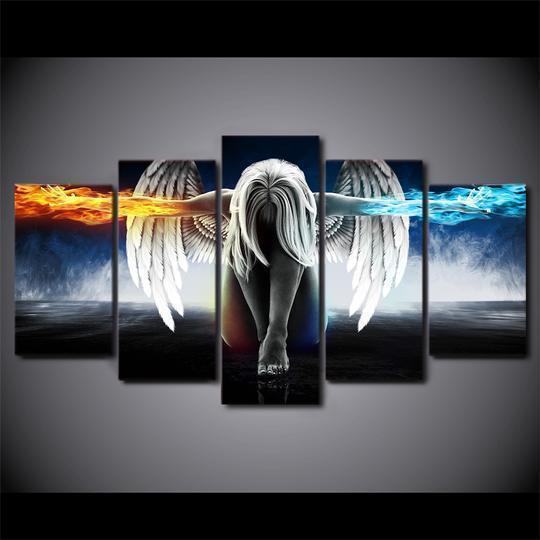 Fire And Ice Angel Cartoon Canvas Wall Art