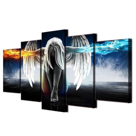 Fire And Ice Angel Cartoon Canvas Wall Art