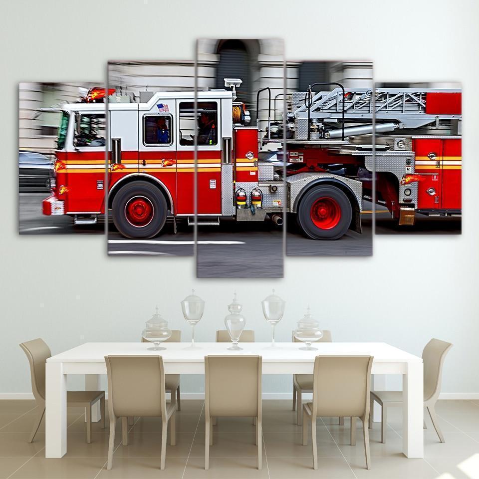 Fire Engine Car &amp;amp; Motor Canvas Wall Art