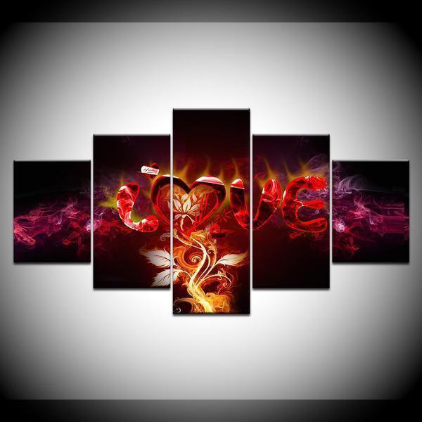 Fire Flower Abstract Canvas Wall Art