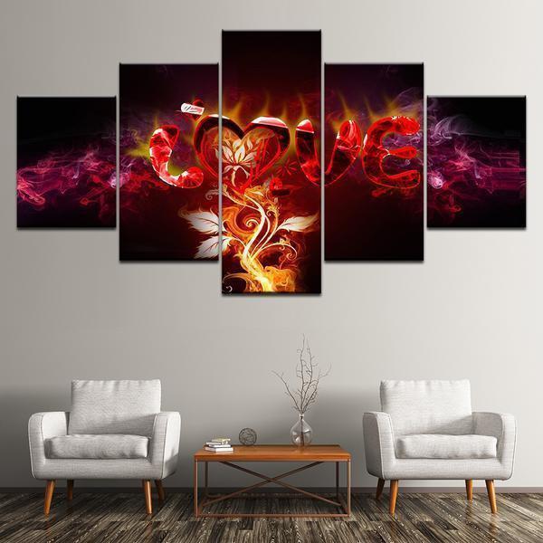 Fire Flower Abstract Canvas Wall Art