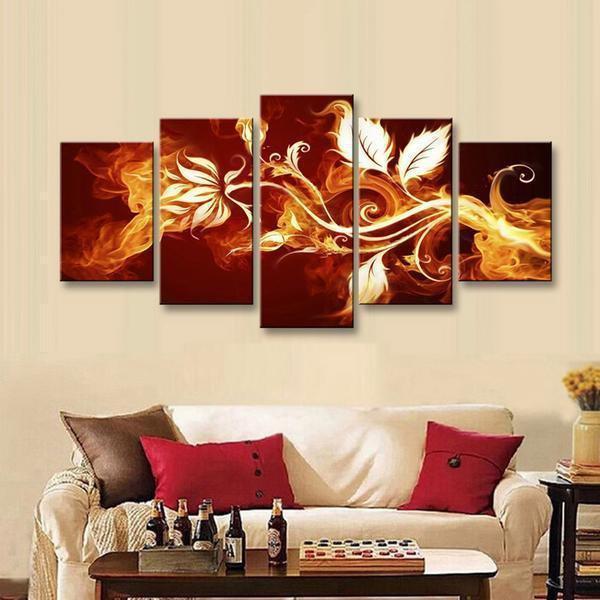 Fire Flowers Abstract Canvas Wall Art