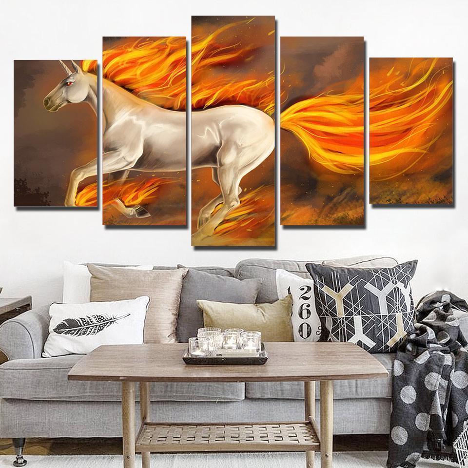 Fire Horse Animals Abstract Animal Canvas Wall Art
