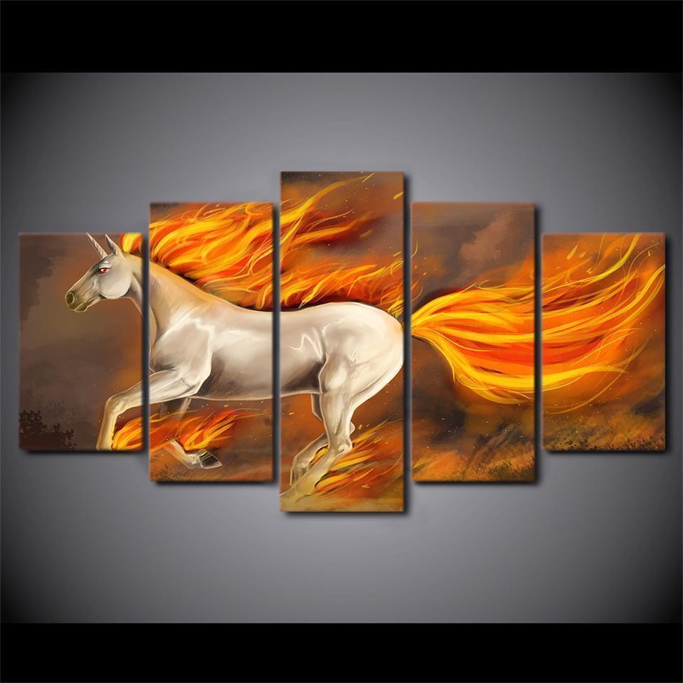 Fire Horse Animals Abstract Animal Canvas Wall Art