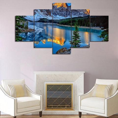 Fire Mountain Lake Nature Canvas Wall Art