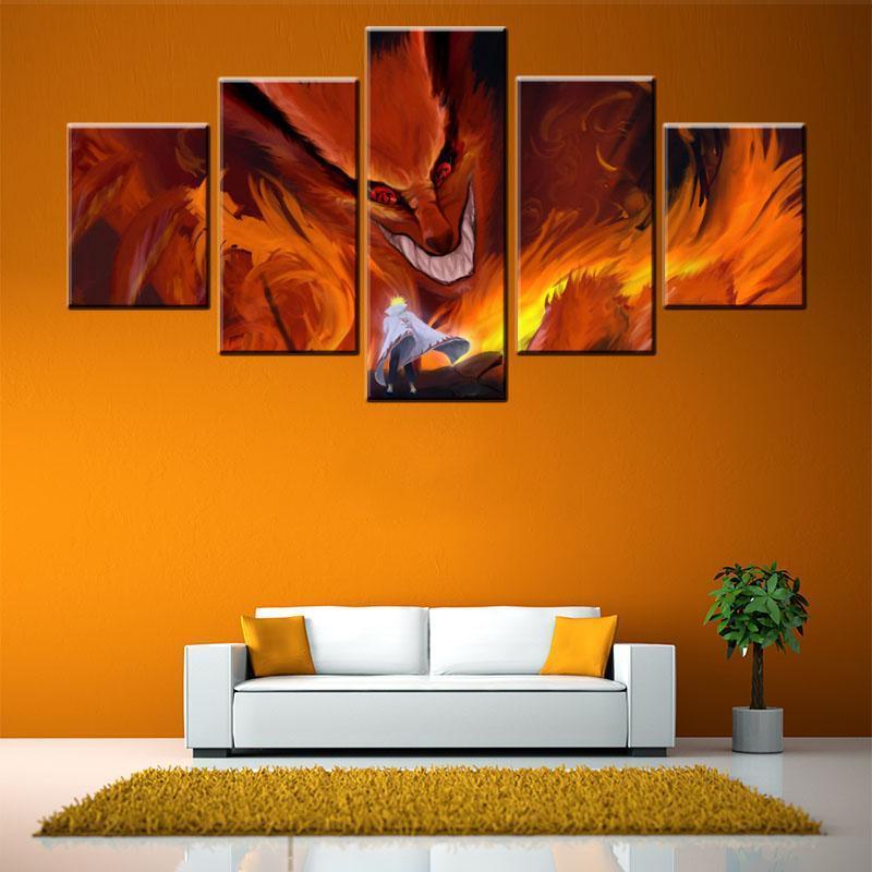 Fire Nine-tail Fox Animal Canvas Wall Art