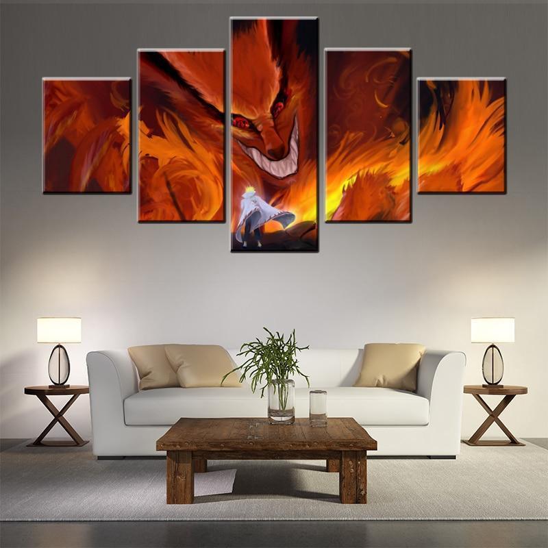 Fire Nine-tail Fox Animal Canvas Wall Art
