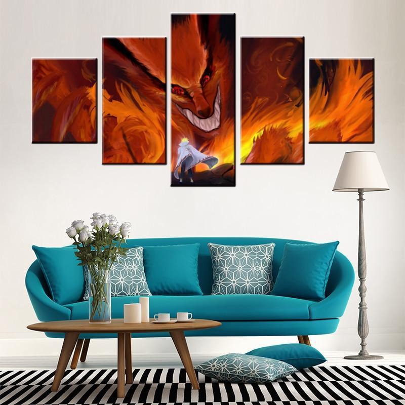 Fire Nine-tail Fox Animal Canvas Wall Art