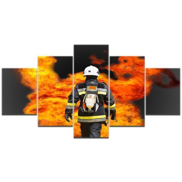 Fire Rescue Wall Art Firefighter Fireman Flames Life Canvas Wall Art