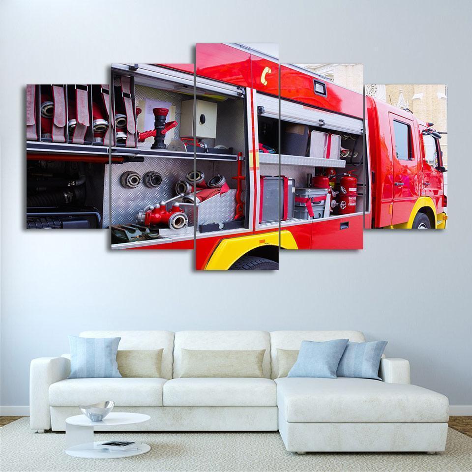 Fire Truck Car &amp;amp; Motor Canvas Wall Art