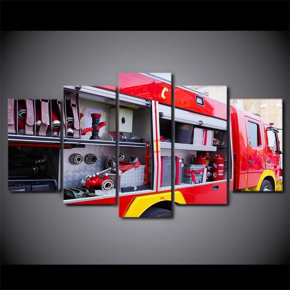 Fire Truck Car &amp;amp; Motor Canvas Wall Art