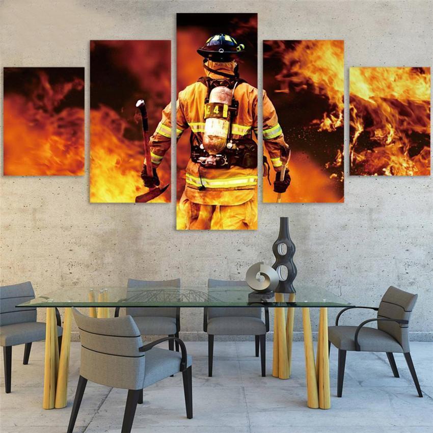 Firefighter Hero Life Canvas Wall Art
