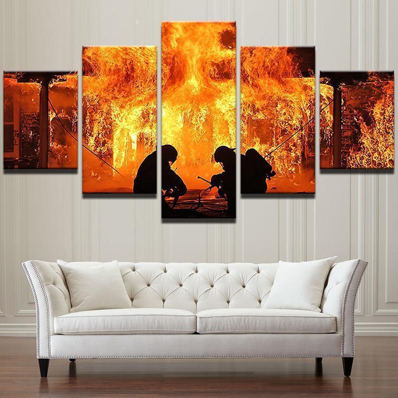 Firefighters Battle Life Canvas Wall Art