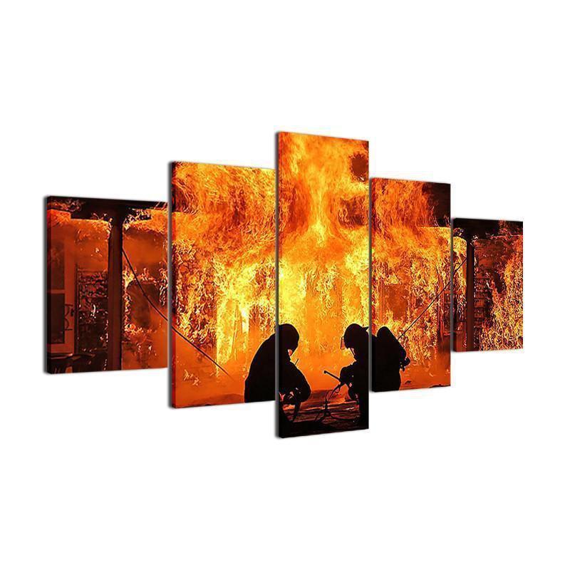 Firefighters Battle Life Canvas Wall Art