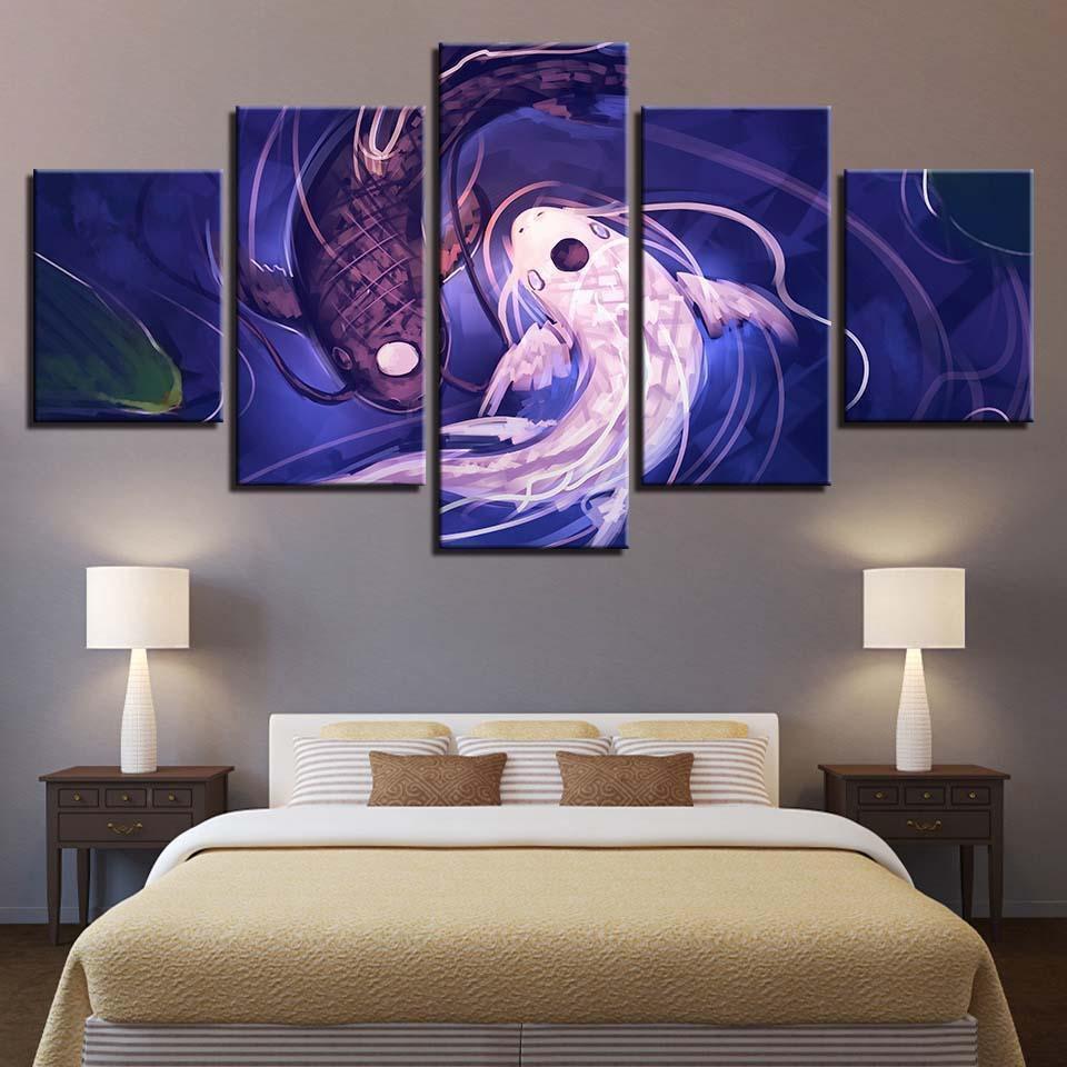 Fish Koi Yin Yang Awesome Revel Abstract Animal Canvas Wall Art