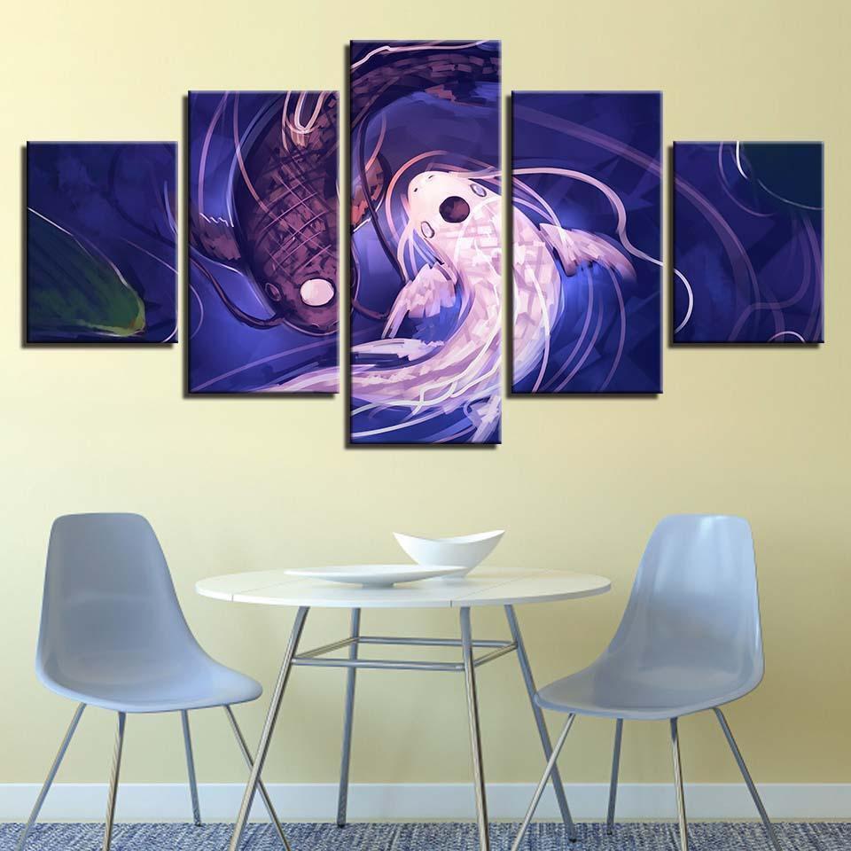 Fish Koi Yin Yang Awesome Revel Abstract Animal Canvas Wall Art