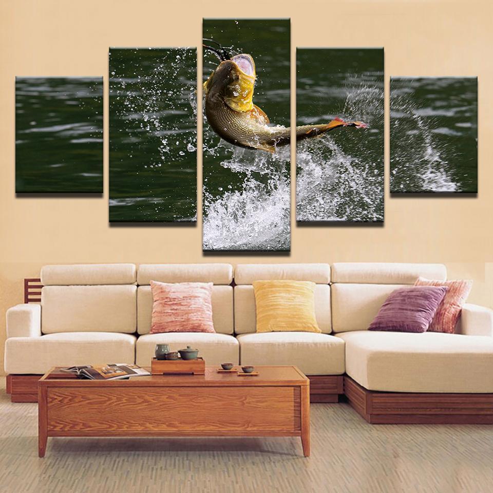 Fish That Leapt Out Of The Water Fishing Canvas Wall Art