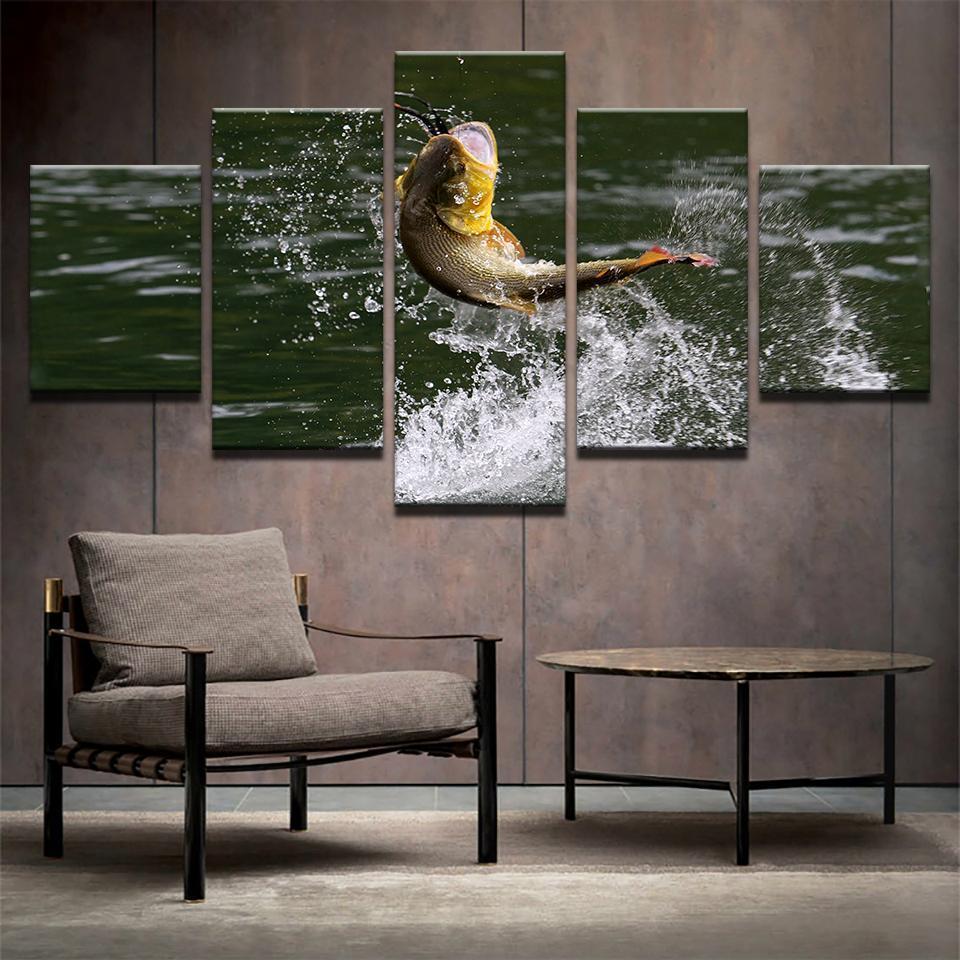 Fish That Leapt Out Of The Water Fishing Canvas Wall Art