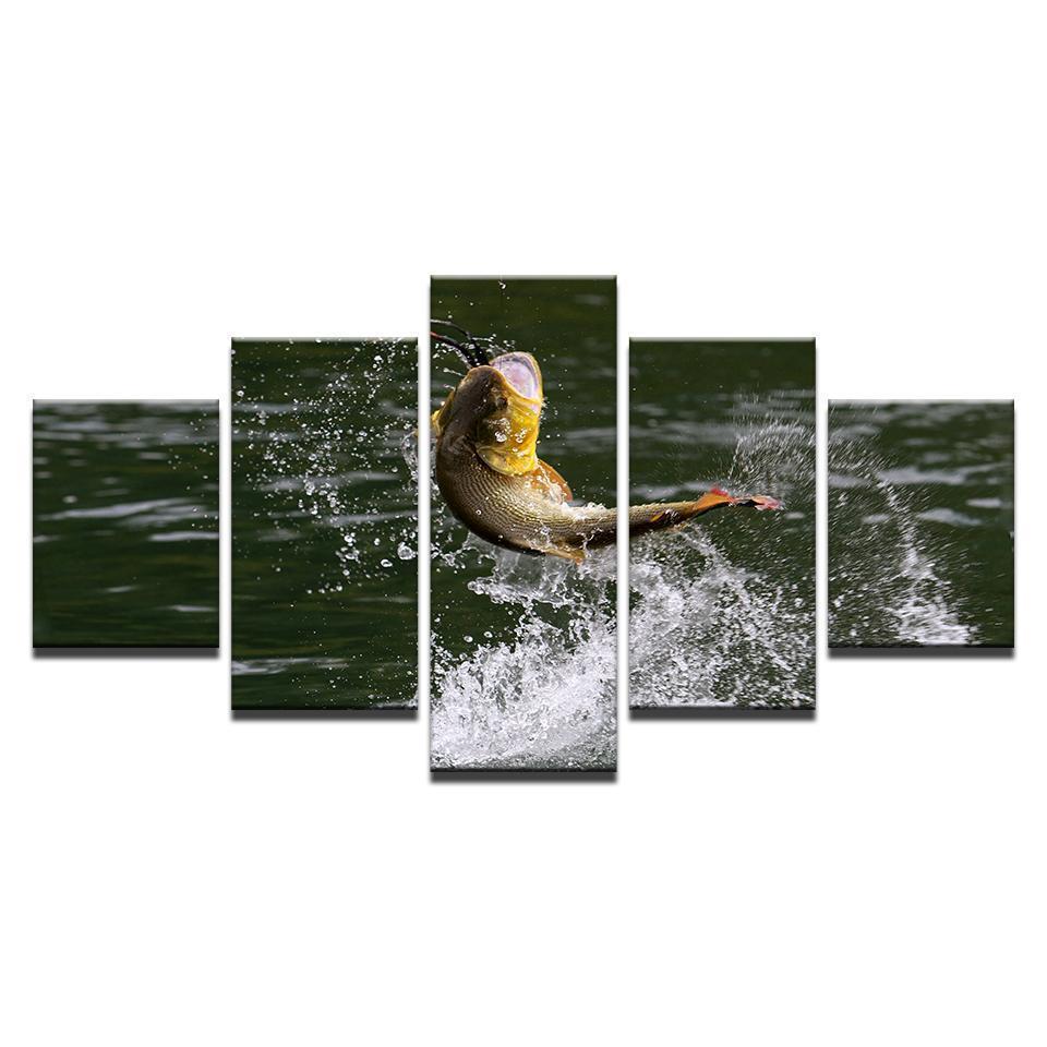 Fish That Leapt Out Of The Water Fishing Canvas Wall Art
