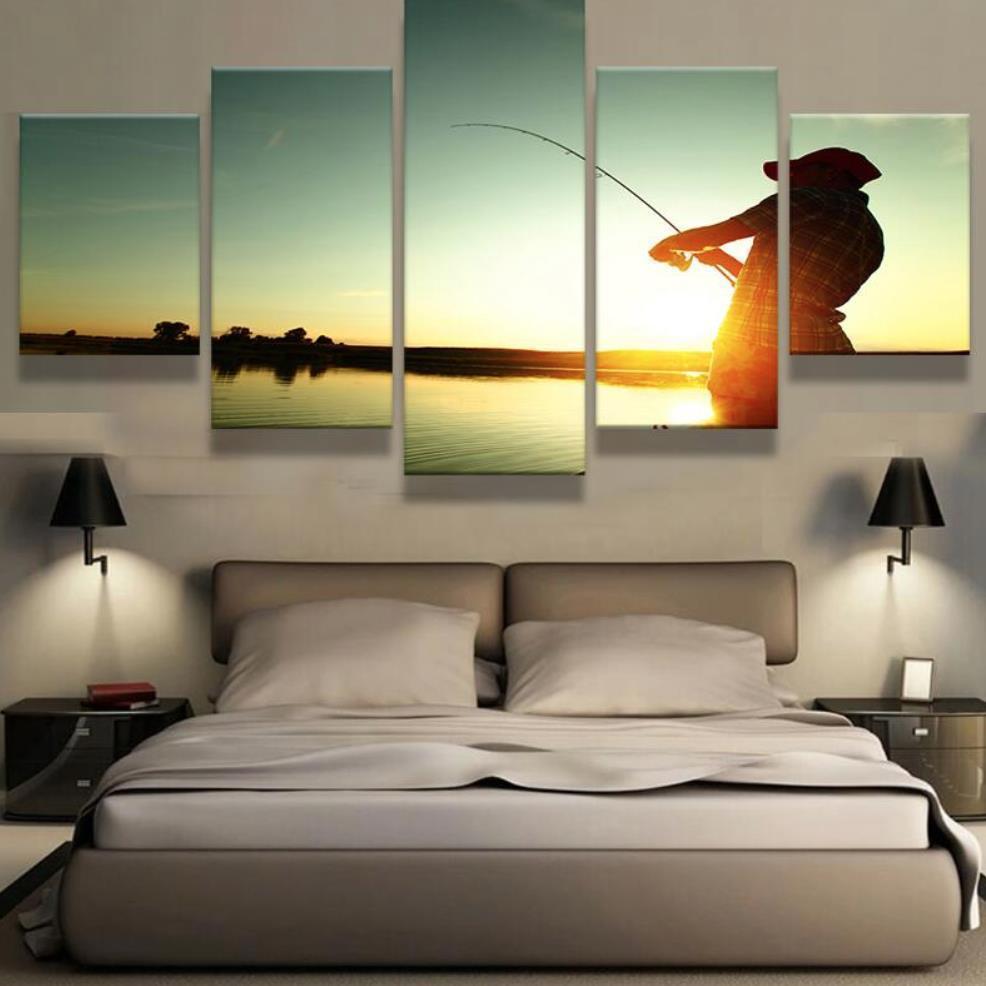 Fishing At Dawn Sport Canvas Wall Art