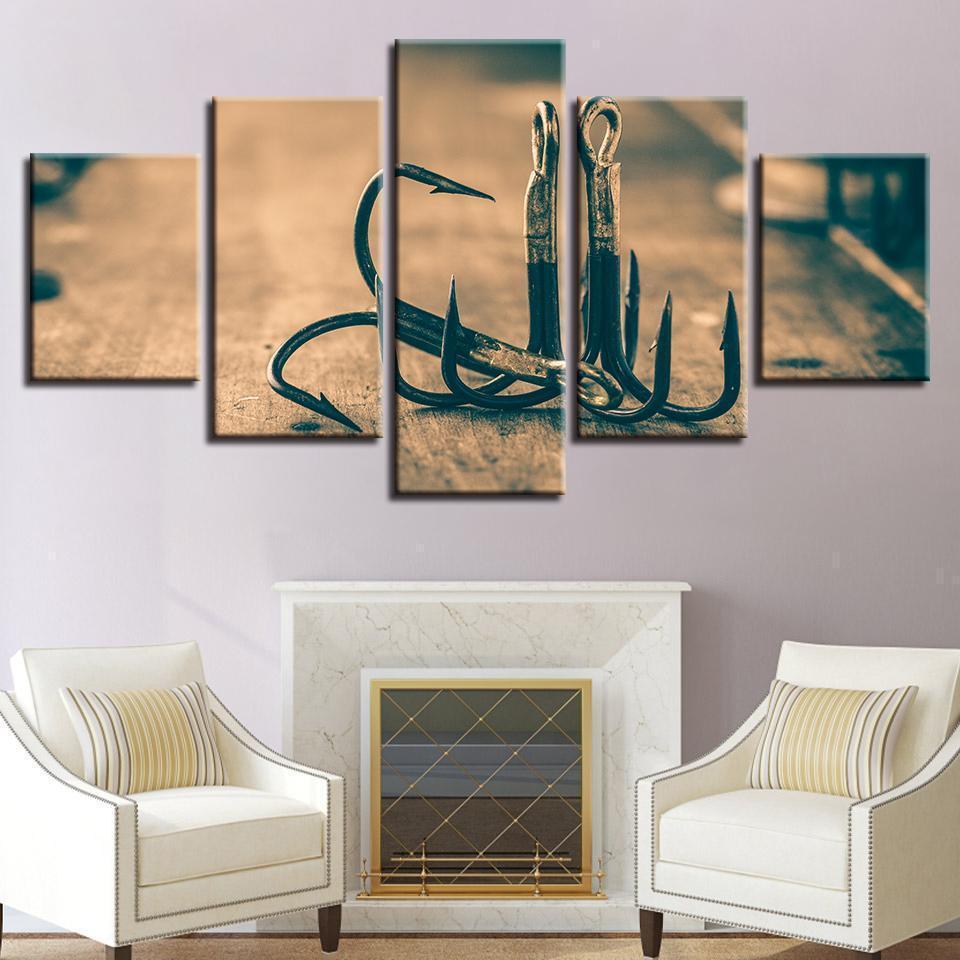 Fishing Hooks Fishing Canvas Wall Art