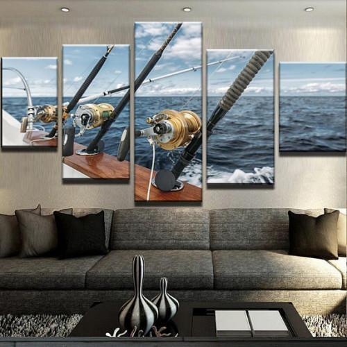 Fishing In The Sea Fishing Canvas Wall Art