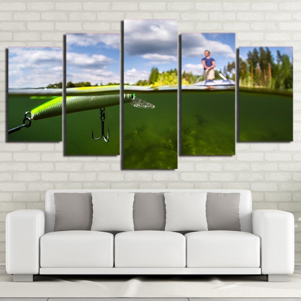 Fishing On The Lake Sport Canvas Wall Art