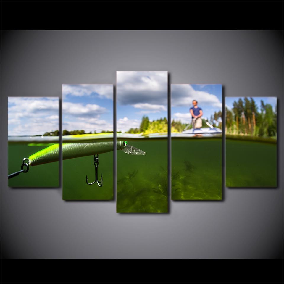 Fishing On The Lake Sport Canvas Wall Art