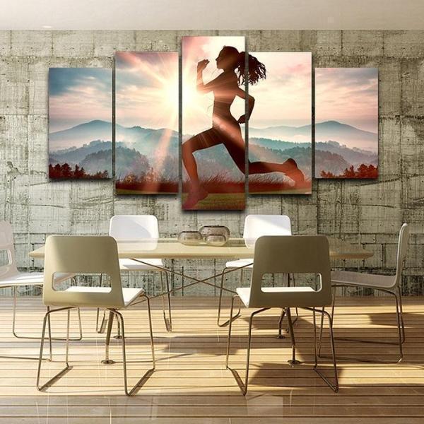 Fitness Run Sunshine Workout &amp;amp; Fitness Canvas Wall Art