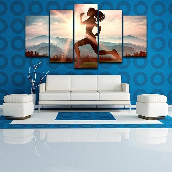 Fitness Run Sunshine Workout &amp;amp; Fitness Canvas Wall Art