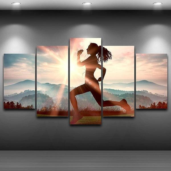 Fitness Run Sunshine Workout &amp;amp; Fitness Canvas Wall Art