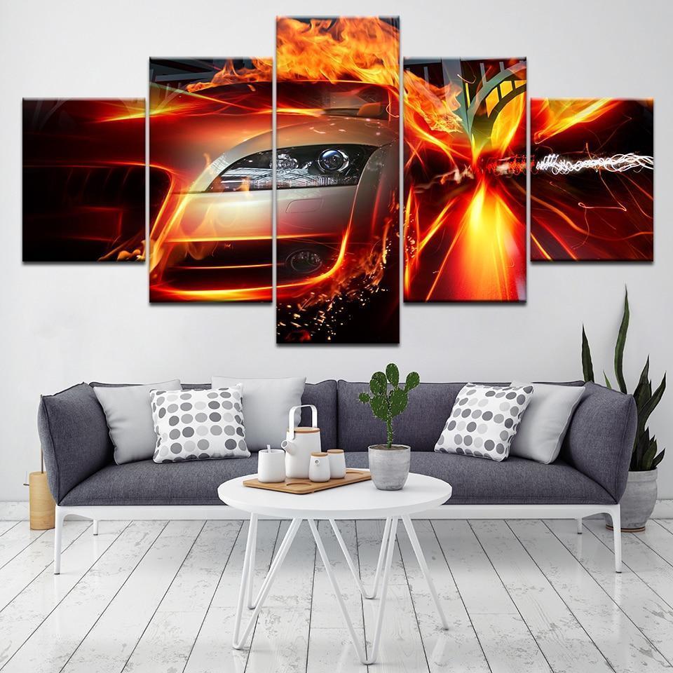 Flame Speed Car &amp;amp; Motor Canvas Wall Art