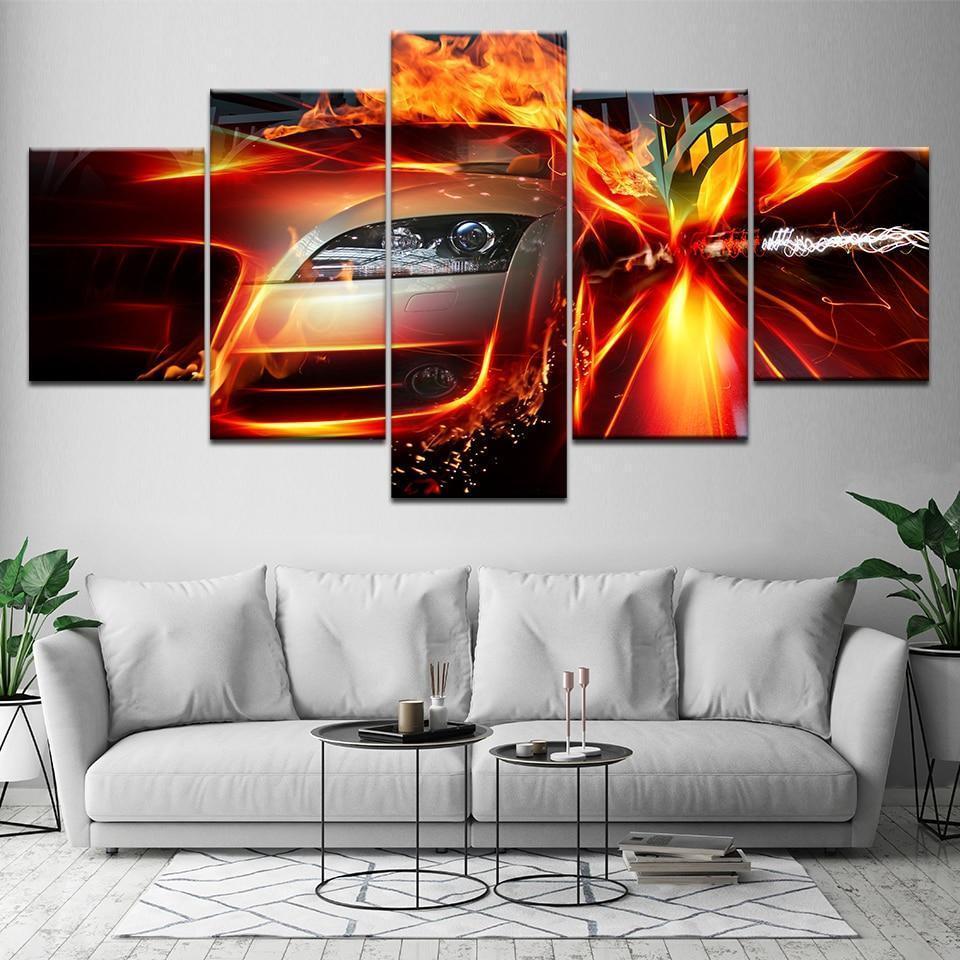 Flame Speed Car &amp;amp; Motor Canvas Wall Art