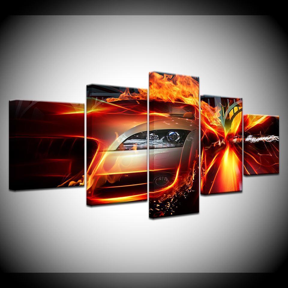 Flame Speed Car &amp;amp; Motor Canvas Wall Art