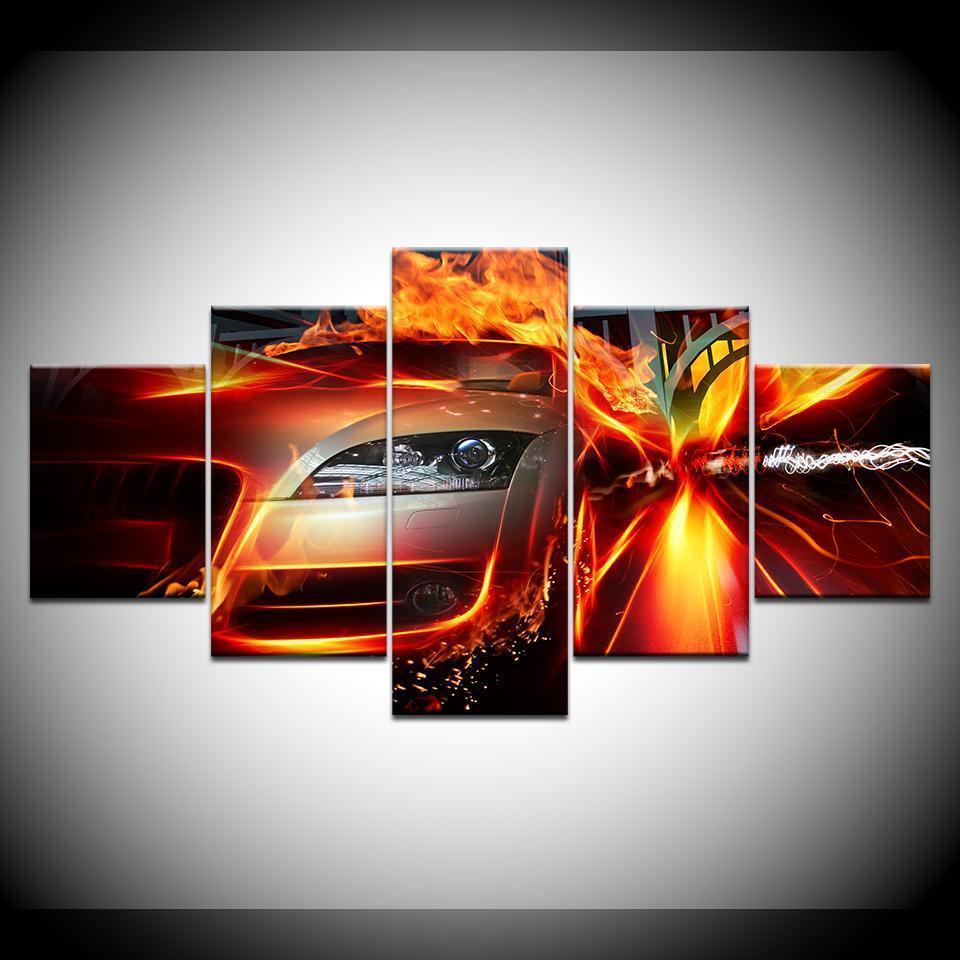 Flame Speed Car &amp;amp; Motor Canvas Wall Art